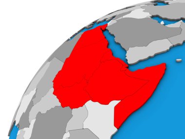 Kuzeydoğu Afrika 3d dünya üzerinde. 3D çizim.