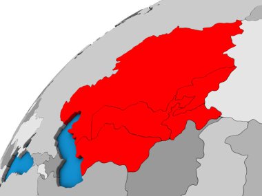Orta Asya 3d dünya üzerinde. 3D çizim.