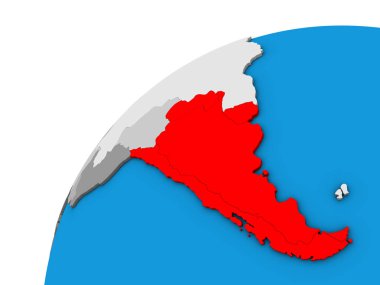 Southern Cone 3d dünya üzerinde. 3D çizim.