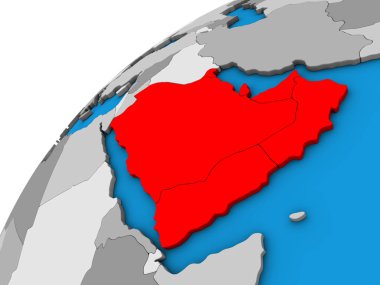 Arabistan 3d dünya üzerinde. 3D çizim.