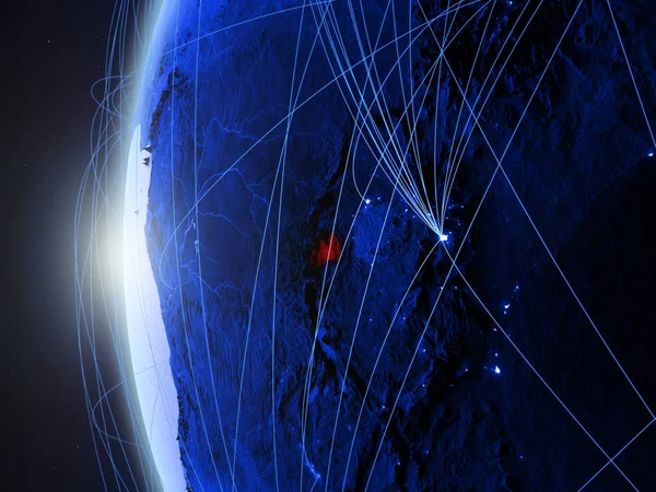 Руанда Космоса Голубой Цифровой Модели Земли Международной Сетью Понятие Синей — стоковое фото