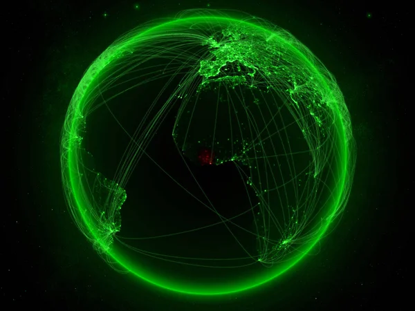Costa Marfim Espaço Planeta Terra Com Rede Verde Representando Comunicação — Fotografia de Stock