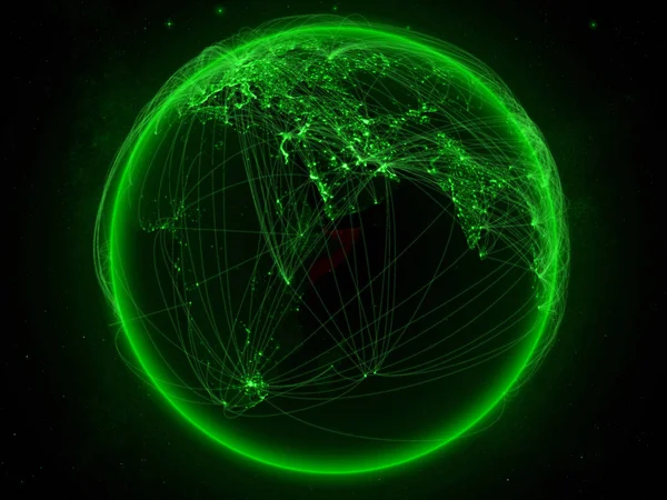 Somália Espaço Planeta Terra Com Rede Verde Representando Comunicação Internacional — Fotografia de Stock