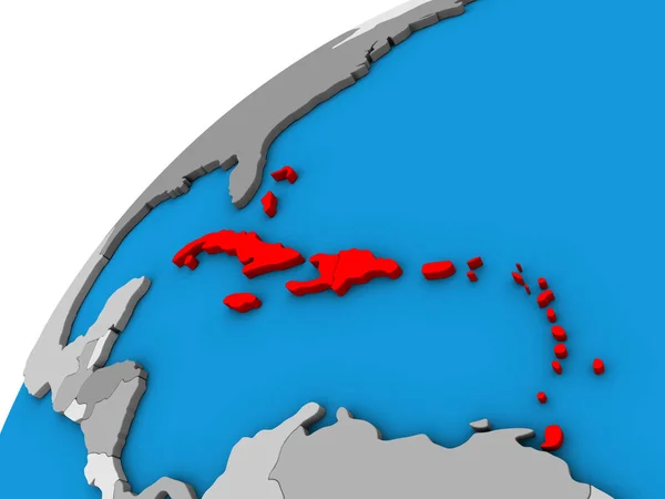Karayipler Dünya Üzerinde Çizim — Stok fotoğraf