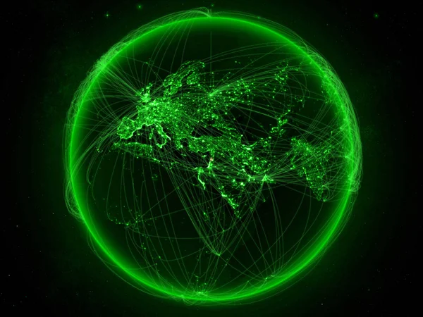 Líbano Espaço Planeta Terra Com Rede Verde Representando Comunicação Internacional — Fotografia de Stock