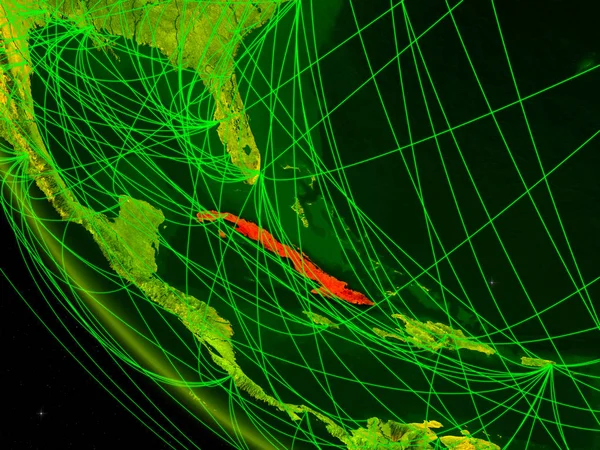 Cuba Sur Planète Numérique Terre Espace Avec Réseau Concept Communication — Photo