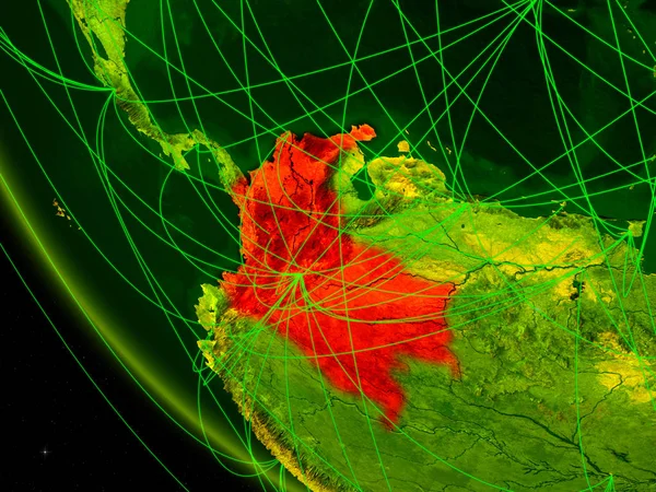 デジタル地球ネットワークの宇宙から地球上のコロンビア 国際コミュニケーション 旅行のコンセプトです イラスト Nasa から提供されたこのイメージの要素 — ストック写真