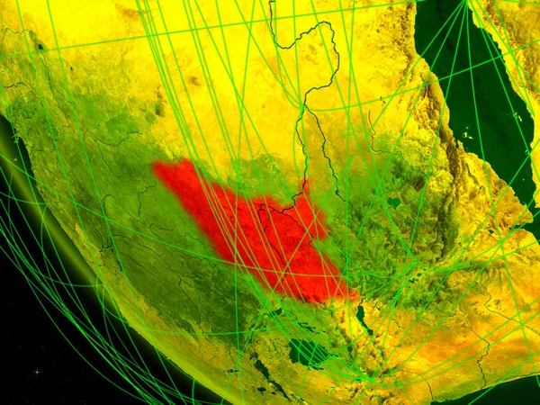 Южный Судан Цифровой Планете Земля Космоса Сетью Концепция Международной Связи — стоковое фото
