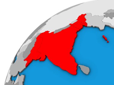Britanya Hindistanı 3d dünya üzerinde. 3D çizim.
