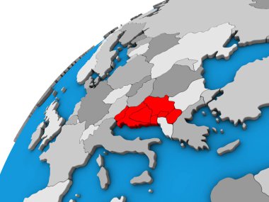 Yugoslavya 3d dünya üzerinde. 3D çizim.