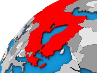 Kei ülkeleri 3d dünya üzerinde. 3D çizim.