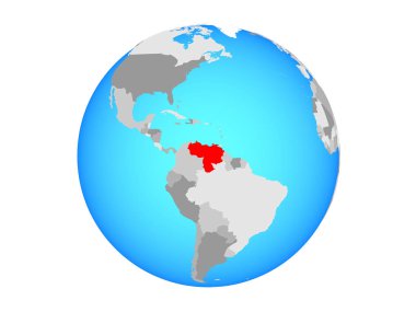 Venezuela mavi siyasi dünya üzerinde. 3d illüstrasyon izole beyaz arka plan üzerinde.