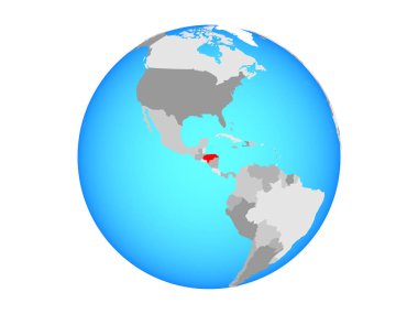 Honduras mavi siyasi dünya üzerinde. 3d illüstrasyon izole beyaz arka plan üzerinde.
