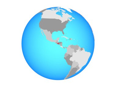 El Salvador mavi siyasi dünya üzerinde. 3d illüstrasyon izole beyaz arka plan üzerinde.
