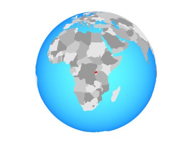 Ruanda mavi siyasi dünya üzerinde. 3d illüstrasyon izole beyaz arka plan üzerinde.