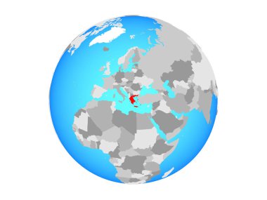 Yunanistan mavi siyasi dünya üzerinde. 3d illüstrasyon izole beyaz arka plan üzerinde.