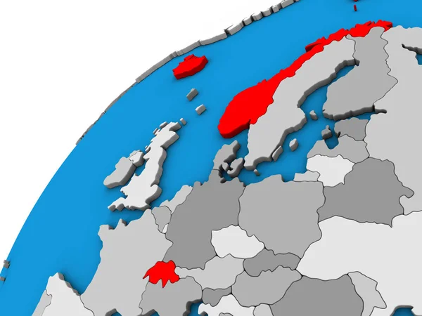 Efta Länderna Klot Illustration — Stockfoto