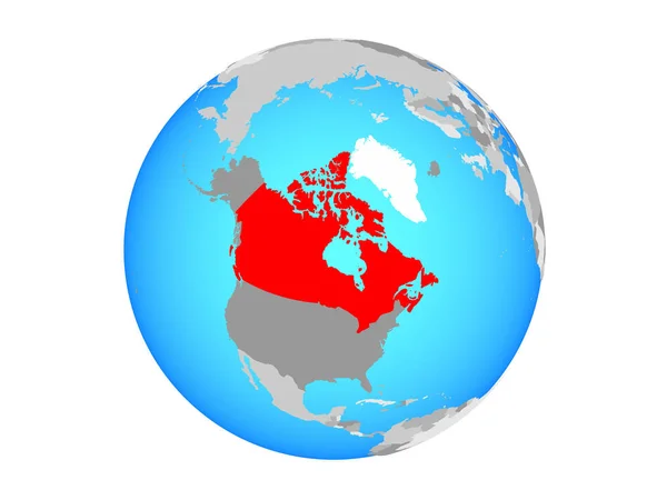 Kanada Niebieski Globus Polityczny Ilustracja Białym Tle — Zdjęcie stockowe