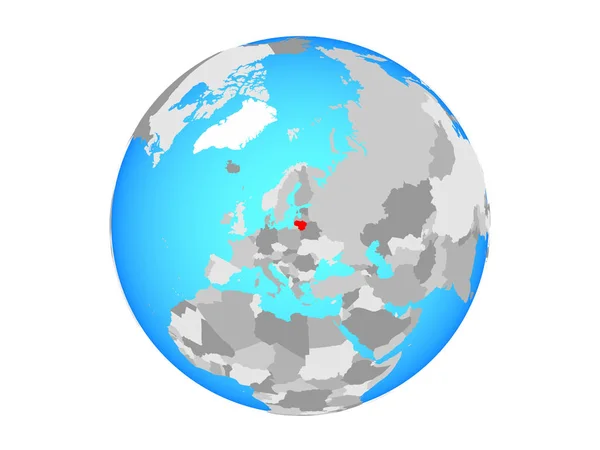 立陶宛在蓝色政治地球 例证查出在白色背景 — 图库照片
