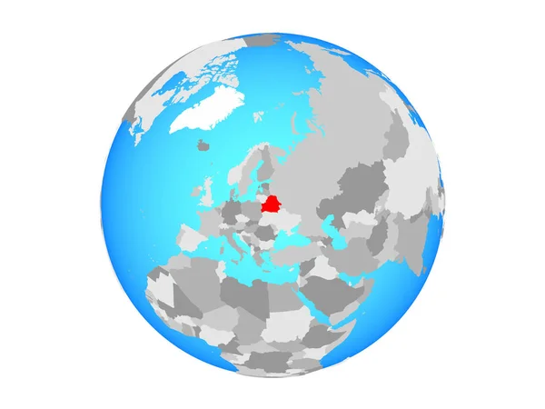 Weißrussland Auf Blauem Politischen Globus Illustration Isoliert Auf Weißem Hintergrund — Stockfoto