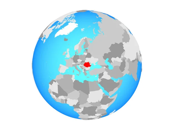 Romania Blue Political Globe Illustration Isolated White Background — Stock Photo, Image