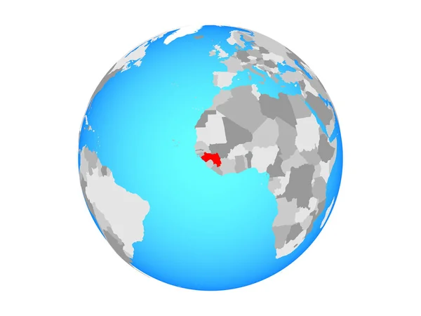 Guinea Auf Blauem Politischen Globus Illustration Isoliert Auf Weißem Hintergrund — Stockfoto