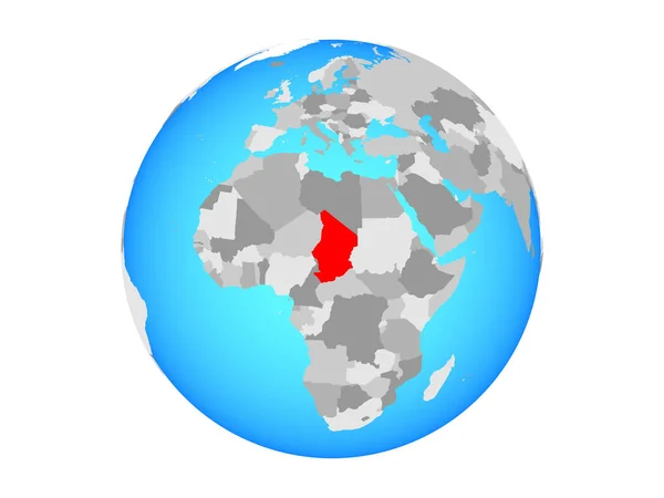 Tchad Sur Globe Politique Bleu Illustration Isolée Sur Fond Blanc — Photo
