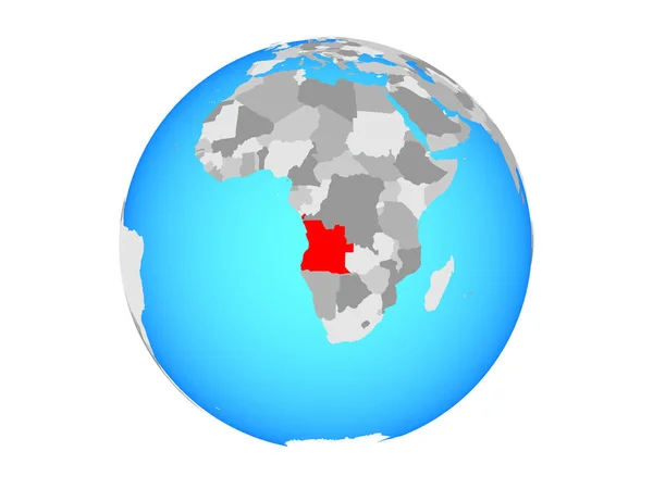 Angola Niebieski Globus Polityczny Ilustracja Białym Tle — Zdjęcie stockowe