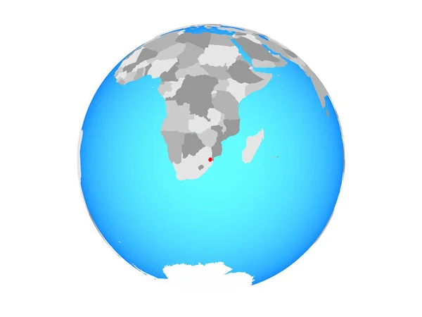 Eswatini Auf Blauem Politischem Globus Illustration Isoliert Auf Weißem Hintergrund — Stockfoto