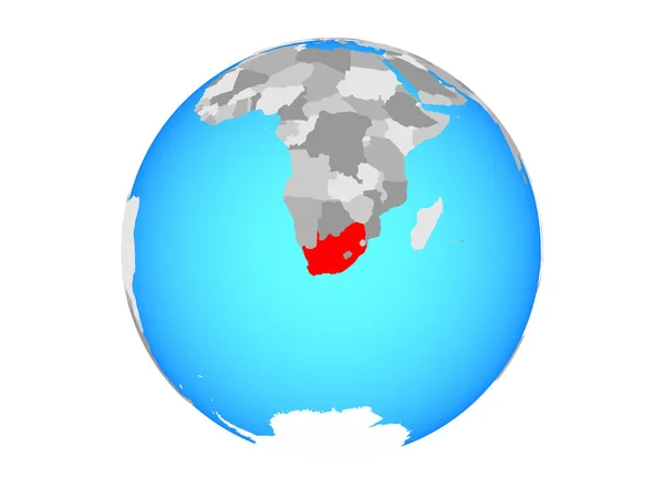 南非在蓝色政治地球上 例证查出在白色背景 — 图库照片