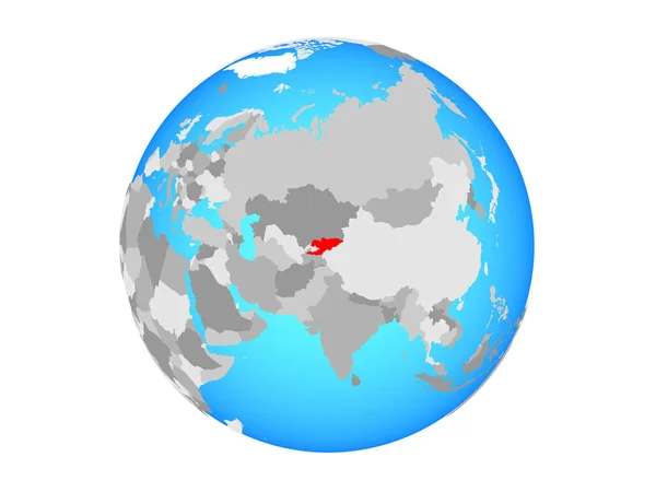 Kyrgyzstan Blue Political Globe Illustration Isolated White Background — Stock Photo, Image