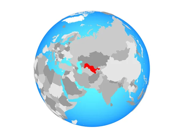 Узбекистан Синій Політичних Земної Кулі Ілюстрація Ізольовані Білому Тлі — стокове фото