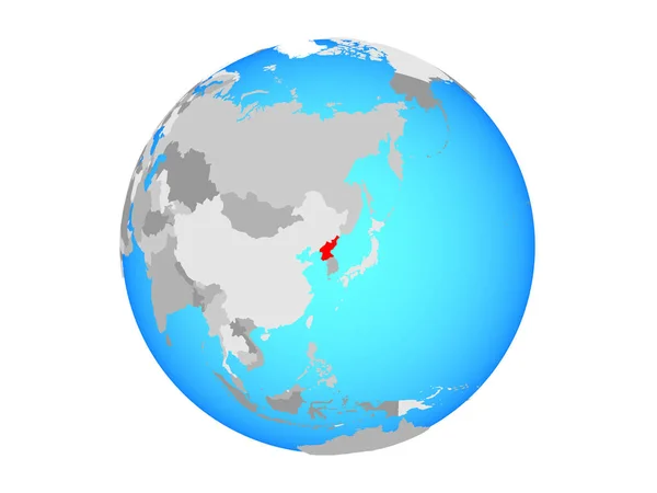 North Korea Blue Political Globe Illustration Isolated White Background — Stock Photo, Image