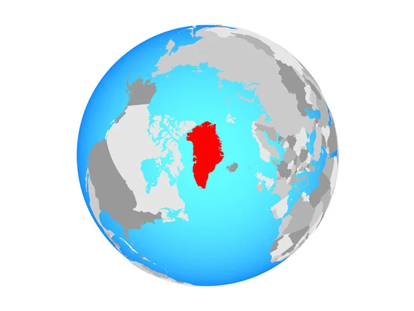 格陵兰在蓝色政治地球上 例证查出在白色背景 — 图库照片