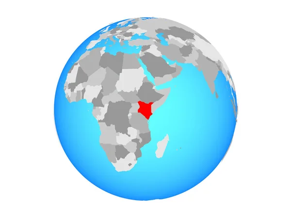 Keňa Modré Politické Globe Ilustrace Izolované Bílém Pozadí — Stock fotografie