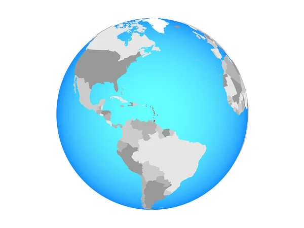 Caribbean Blauwe Politieke Wereldbol Illustratie Geïsoleerd Witte Achtergrond — Stockfoto