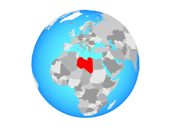 Лівія Синій Політичних Земної Кулі Ілюстрація Ізольовані Білому Тлі — стокове фото