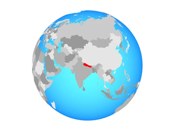 Nepál Kék Politikai Földgömb Illusztráció Elszigetelt Fehér Background — Stock Fotó