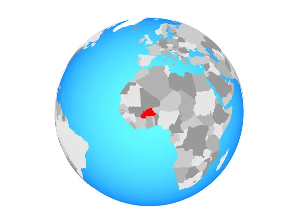 Burkina Faso Niebieski Globus Polityczny Ilustracja Białym Tle — Zdjęcie stockowe