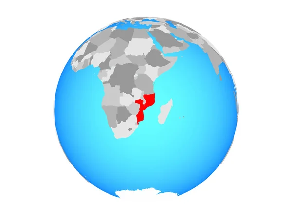 Moçambique Globo Político Azul Ilustração Isolada Sobre Fundo Branco — Fotografia de Stock