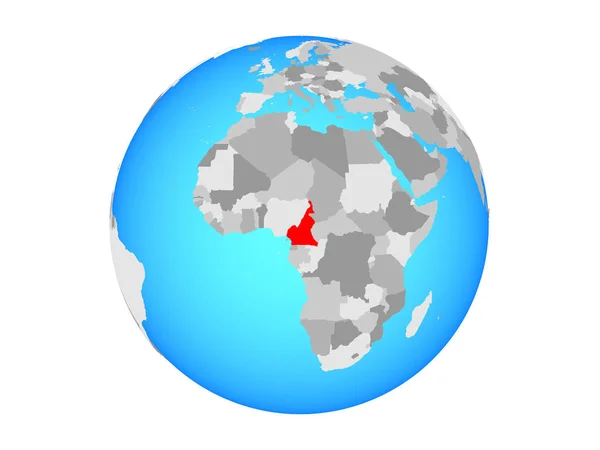 Kameroen Blauwe Politieke Wereldbol Illustratie Geïsoleerd Witte Achtergrond — Stockfoto