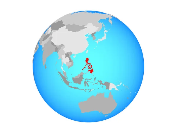 Filipijnen Blauwe Politieke Wereldbol Illustratie Geïsoleerd Witte Achtergrond — Stockfoto