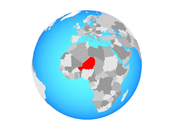 Niger Blå Politiska Jordglob Illustration Isolerade Vit Bakgrund — Stockfoto