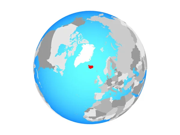 Iceland Blue Political Globe Illustration Isolated White Background — Stock Photo, Image