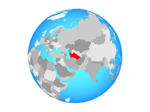 Туркменістан Синій Політичних Земної Кулі Ілюстрація Ізольовані Білому Тлі — стокове фото