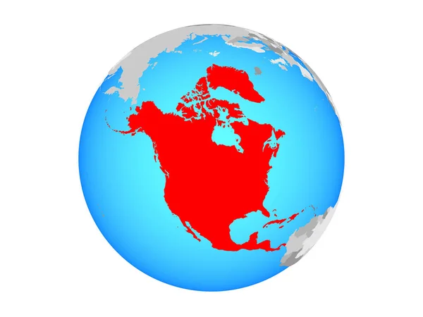 North America Blue Political Globe Illustration Isolated White Background — Stock Photo, Image