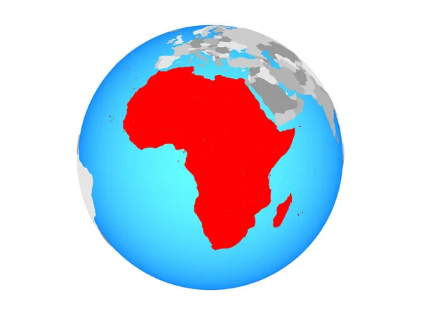 蓝色政治世界上的非洲 例证查出在白色背景 — 图库照片