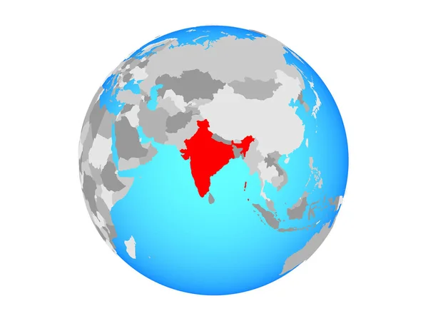 Індія Синій Політичних Земної Кулі Ілюстрація Ізольовані Білому Тлі — стокове фото