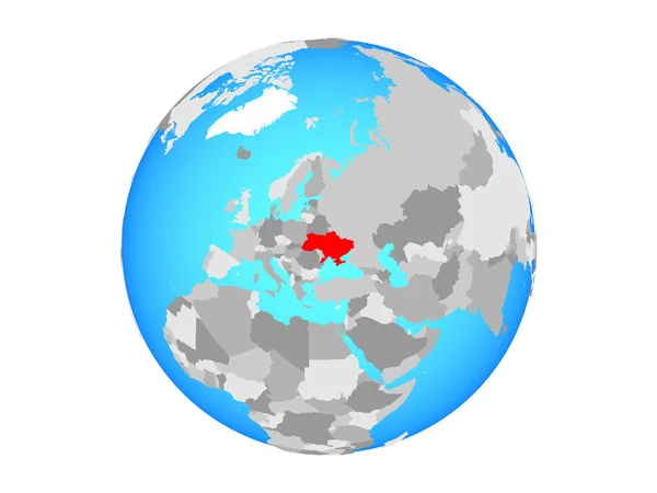 Украина Голубом Политическом Глобусе Иллюстрация Белом Фоне — стоковое фото