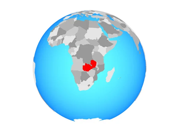 青の政治世界のザンビア 白い背景で隔離の — ストック写真